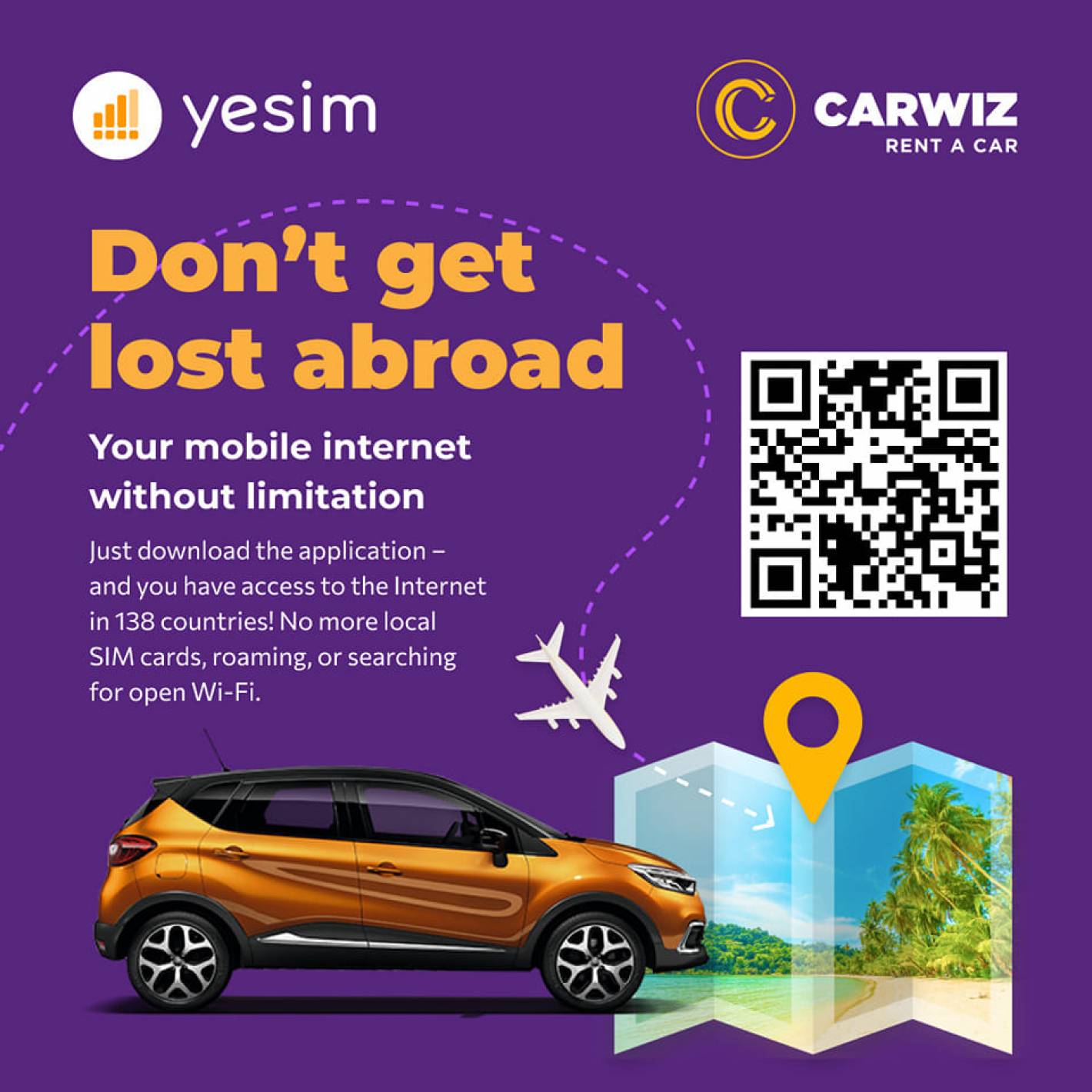 Get the best data roaming with Carwiz and the Yesim app!
